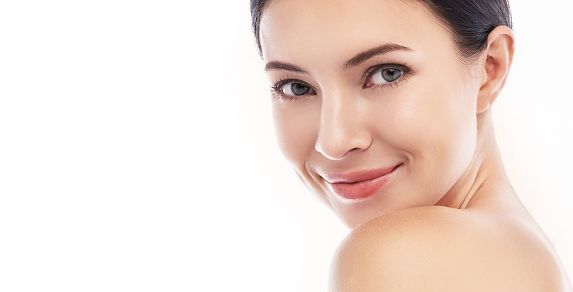 portrait of beauty caucasian woman with fair perfect healthy glow skin facial isolated on white background, young beautiful asian girl with pretty smile face care. Beauty women hair spa skincare banner