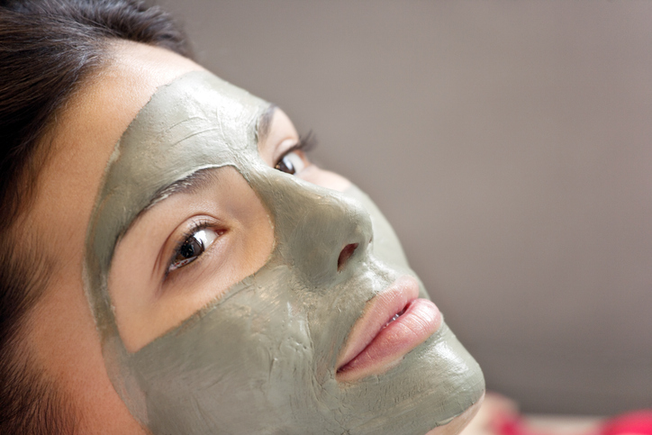 Close up of woman with face mask