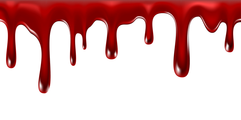Dripping blood seamless repeatable, 3d texture of blood. Vector illustration