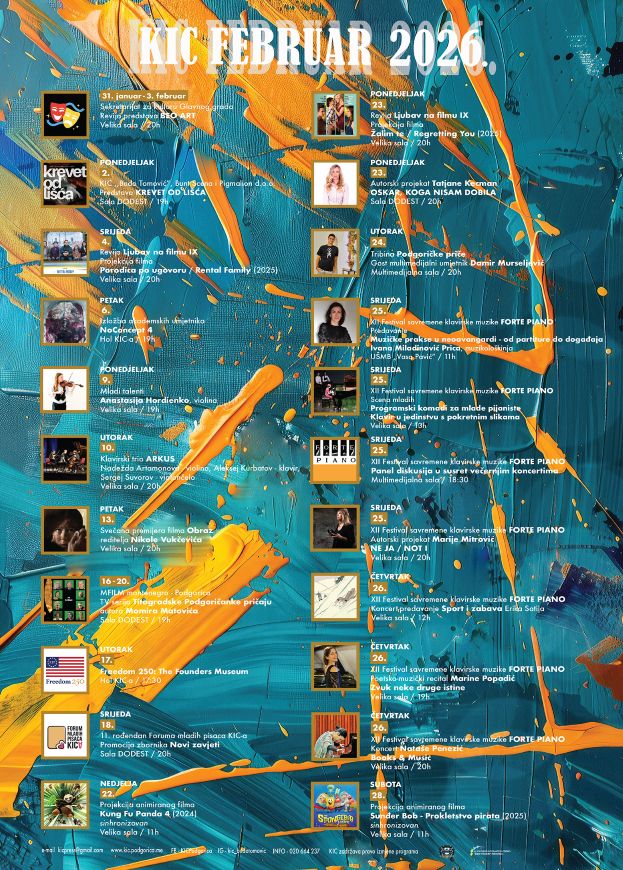 Repertoar KIC-a “Budo Tomović“ za februar