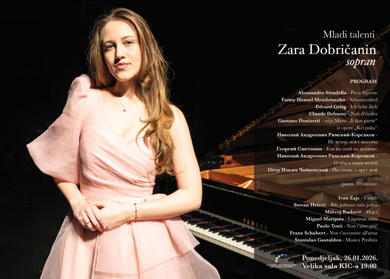 Solistički koncert soprana Zare Dobričanin u KIC-u