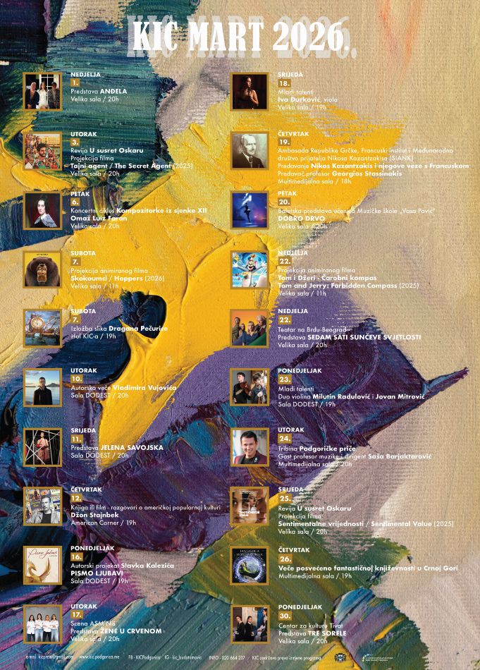 Repertoar KIC-a “Budo Tomović“ za mart