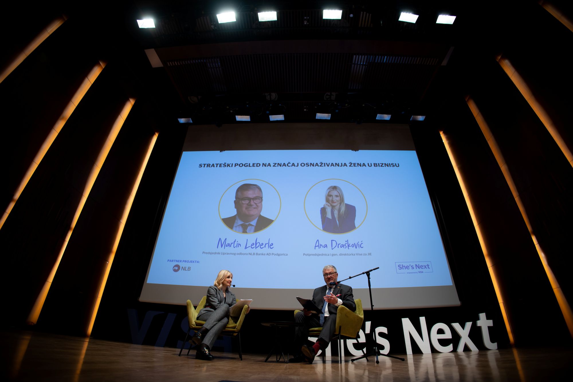 Martin Leberle, predsjednik Upravnog odbora NLB Banke i Ana Drašković, potpredsjednica i generalna direktorka kompanije Visa za Jugoistočnu Evropu
